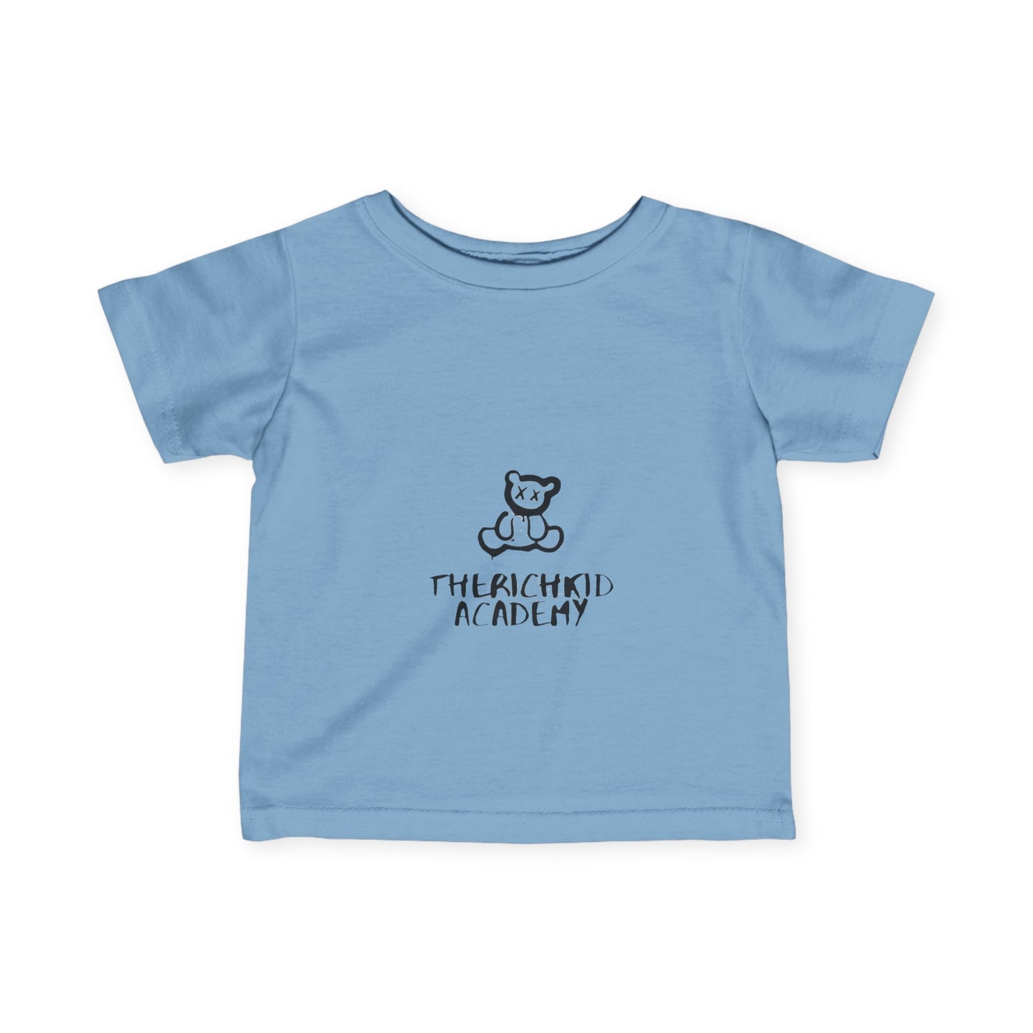 Cute Infant Fine Jersey Tee - The Rich Kid Academy with Bear Design and Dollar Sign