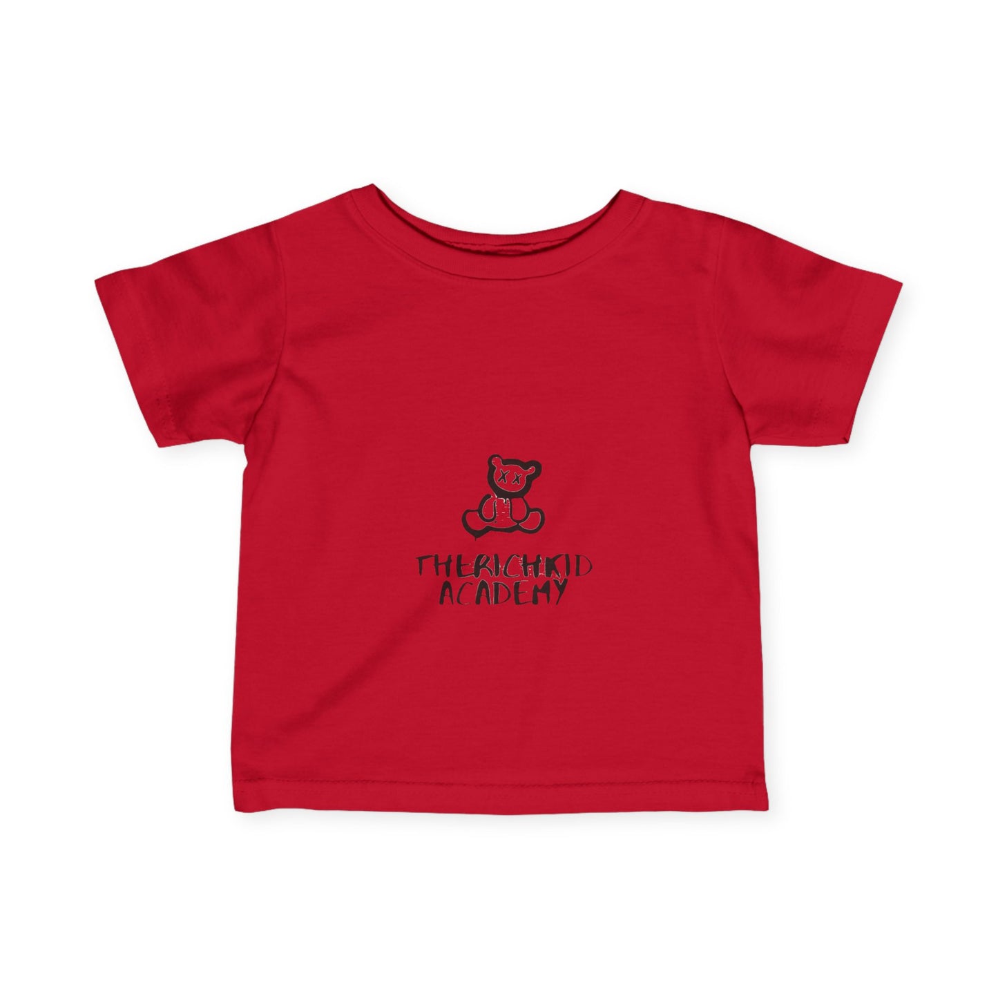 Cute Infant Fine Jersey Tee - The Rich Kid Academy with Bear Design and Dollar Sign