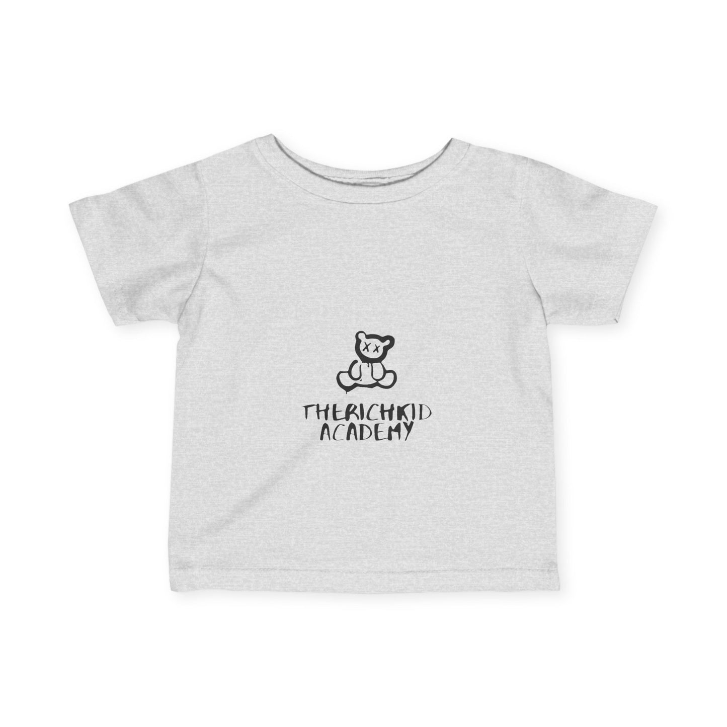 Cute Infant Fine Jersey Tee - The Rich Kid Academy with Bear Design and Dollar Sign