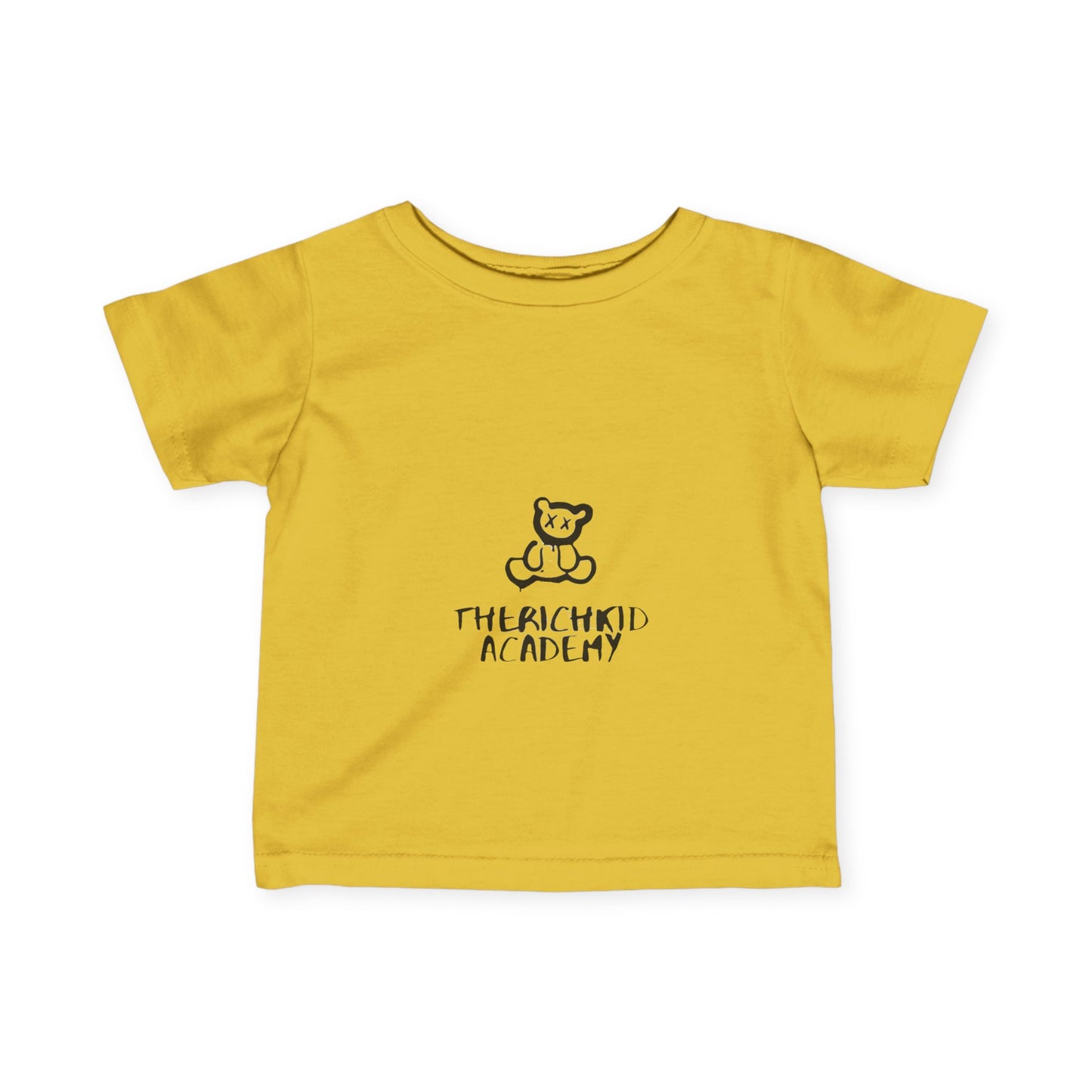 Cute Infant Fine Jersey Tee - The Rich Kid Academy with Bear Design and Dollar Sign