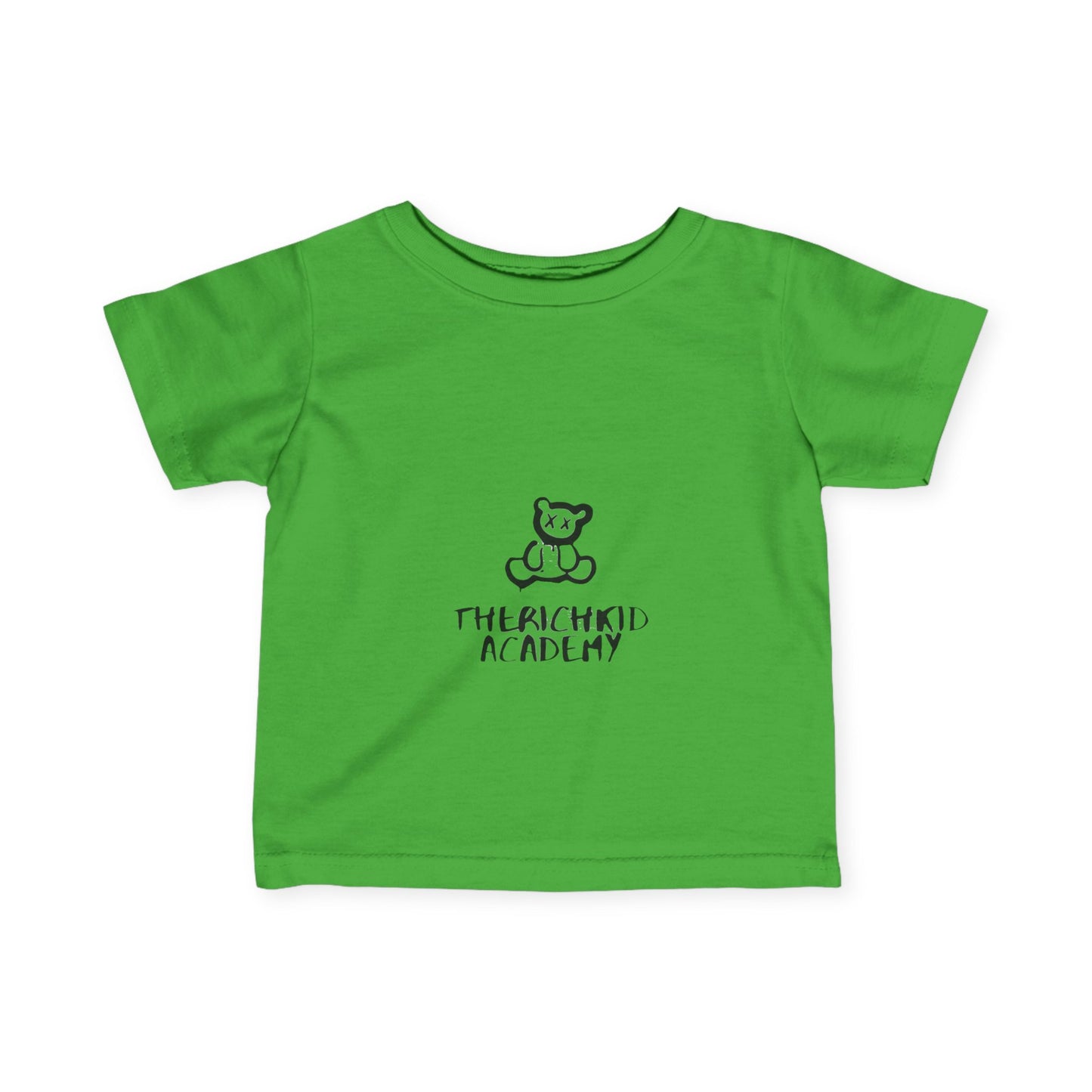 Cute Infant Fine Jersey Tee - The Rich Kid Academy with Bear Design and Dollar Sign