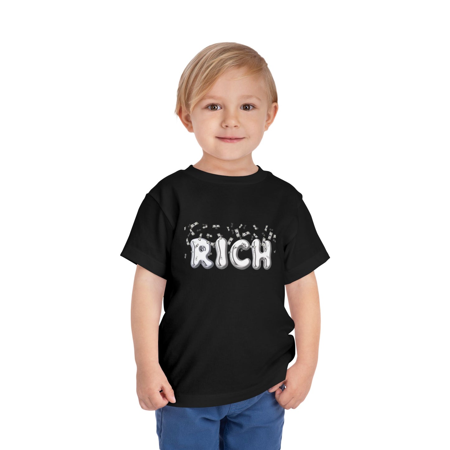 Kids' "Rich" Money-Themed Short Sleeve Tee - Fun & Playful Toddler Shirt