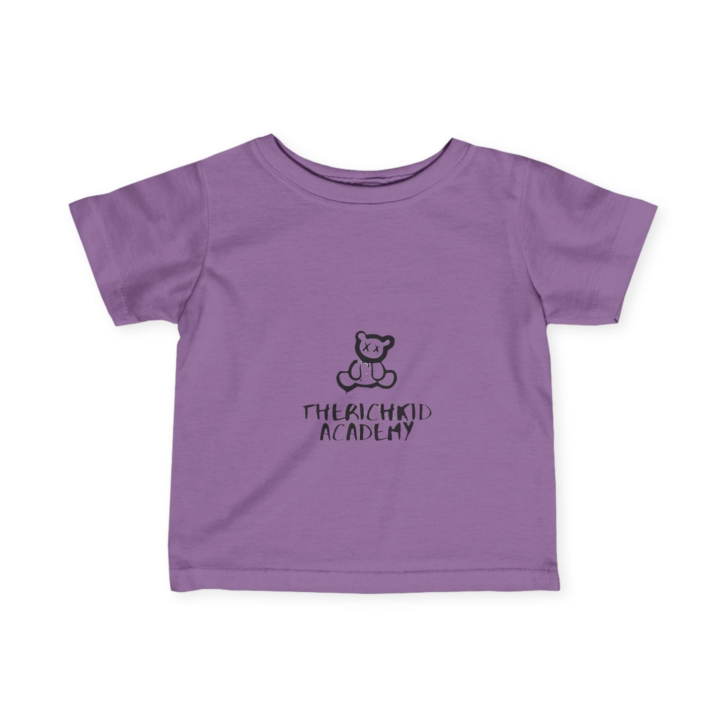 Cute Infant Fine Jersey Tee - The Rich Kid Academy with Bear Design and Dollar Sign